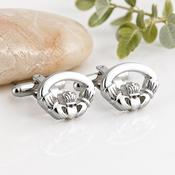 Rhodium Plated Claddagh Cufflinks image