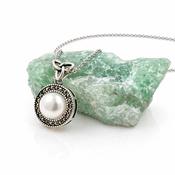Pearl Necklace with Trinity Knot and Marcasite image