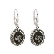 Marcasite Shamrock Connemara Marble Earrings image
