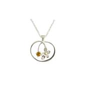 Sterling Silver Pendant Burren Flower with Gold Bead and Set with Citrine Stone image