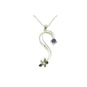 Sterling Silver Burren Flower Pendant set with Sapphire image