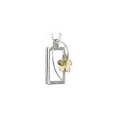 Silver Rectangular Pendant with Yellow Gold Burren Flower image