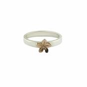 Sterling Silver Burren Flower Ring with Red Gold Flower image