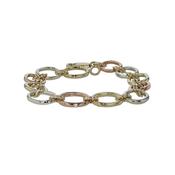 9ct. Handmade Yellow, White and Rose Gold Link Bracelet image
