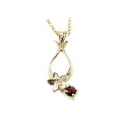 9ct. Gold Pendant, with Burren Flower &amp;amp; Claw Set Garnet image