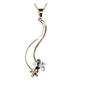 9ct Yellow &amp;amp; White Gold Burren Flower Stem Pendant image