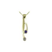 9ct. Yellow Gold Pendant with Bezel Set Iolite and CZ image
