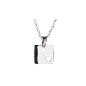 Silver Square Pendant with Carved Out Heart image
