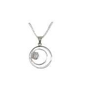 Sterling Silver Circle of Life Pendant with Clear Zircon image