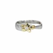 Platinum, Diamond and Yellow Gold Burren Flower Ring image