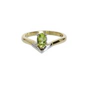 Oval Peridot, 9ct. Yellow Gold and Platinum Ring image
