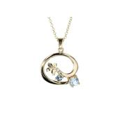 Sky Blue Topaz &amp;amp; London Blue Topaz 9ct. Gold Burren Flower Pendant image