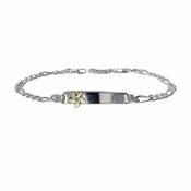 Sterling Silver Kids ID Bracelet with Gold Burren Flower image