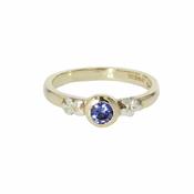 9ct. Yellow Gold Burren Flower Ring with Tanzanite image