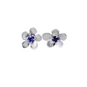9ct. White Gold Burren Flowers Earrings with Sapphire image