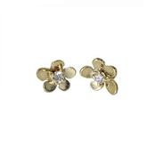 9ct. Yellow Gold Burren Flower Earrings with CZ image