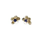 9ct. Yellow Gold Burren Flower Earrings with Sapphire image
