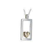Sterling Silver Rectangular Pendant with 9ct Yellow Gold Heart image