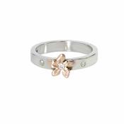 9ct. White Gold Burren Flower Ring with Rose Gold Flower image