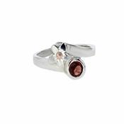 Sterling Silver Burren Flower Ring with Garnet image