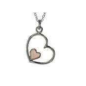 Sterling Silver and Rose Gold Heart Pendant image