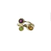 9ct. Gold Ring with Citrine, Peridot &amp;amp; Rhodolite Garnet image