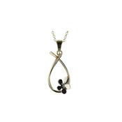 9ct. Yellow Gold Burren Pendant, White Gold Flower image
