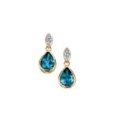 9ct. Gold London Blue Topaz Earrings image
