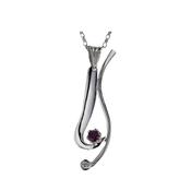 9ct. White Gold Pendant Pink Rhodolite Garnet &amp;amp; CZ image