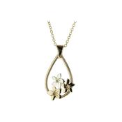 Pear Shaped Burren Pendant with Yellow &amp;amp; White Gold Flowers image
