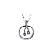 9ct. White Gold Hand Forged Pendant with Iolite &amp;amp; Rhodolite Garnet image