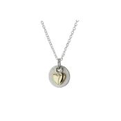 Sterling Silver Pendant with 9ct. Gold Heart, Textured Disc image