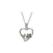 Sterling Silver Heart Pendant with Silver and Gold Burren Flowers image