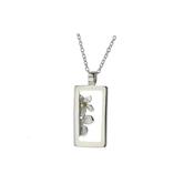 Sterling Silver Rectangular Pendant, Peeping Flowers with Gold Bead image