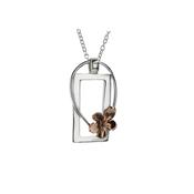 Silver Rectangular Pendant with Rose Gold Burren Flower image