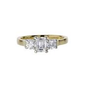 18ct. Yellow Gold Ring, Emerald cut Diamond image