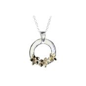 Sterling Silver Burren Flower Pendant with 3 9ct Yellow Gold Flowers image
