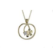 9ct. Gold Pendant with Gold Burren Flower and CZ image