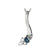 Trinity Knot Sterling Silver Pendant with London Blue Topaz image