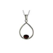 Sterling Silver Pendant with Claw Set Garnet image
