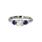 Diamond and Sapphire 3 Stone Platinum Ring image