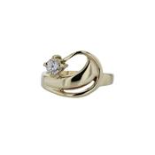 9ct Yellow Gold Wave Ring with Claw set CZ image