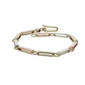 Yellow, White and Rose Gold Handmade Link Bracelet image