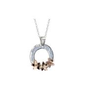 Sterling Silver Pendant with 3 9ct Rose Gold Burren Flowers image