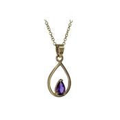9ct Yellow Gold Pear Shaped Amethyst Pendant image