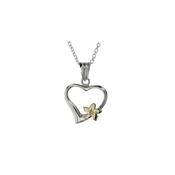 Sterling Silver Burren Heart with 9ct Yellow Gold Flower image