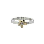 Sterling Silver Burren Flower Ring with 9ct Gold Flower and CZ image