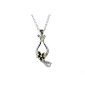 Sterling Silver Pendant with Yellow Gold Burren Flower &amp;amp; Blue Topaz image