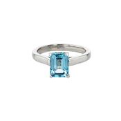 9ct White Gold Ring, Emerald Cut Sky Blue Topaz image