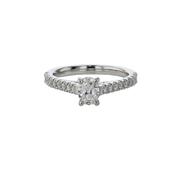 Oval Diamond Solitaire Ring with Diamond Set Shoulders image